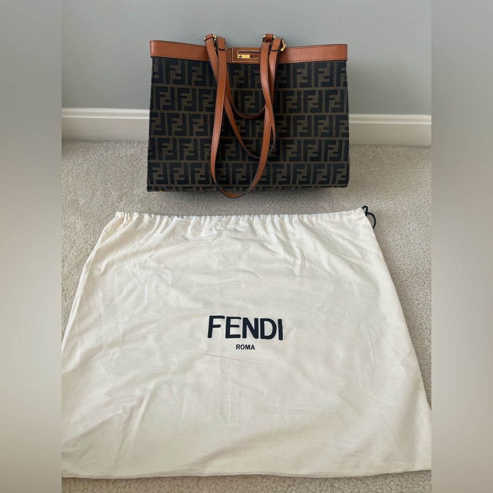 Fendi Black and Tan Logo Bag